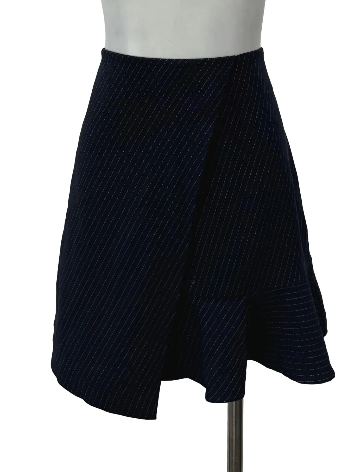 Navy Stripes Ruched Edge Mini Skirt