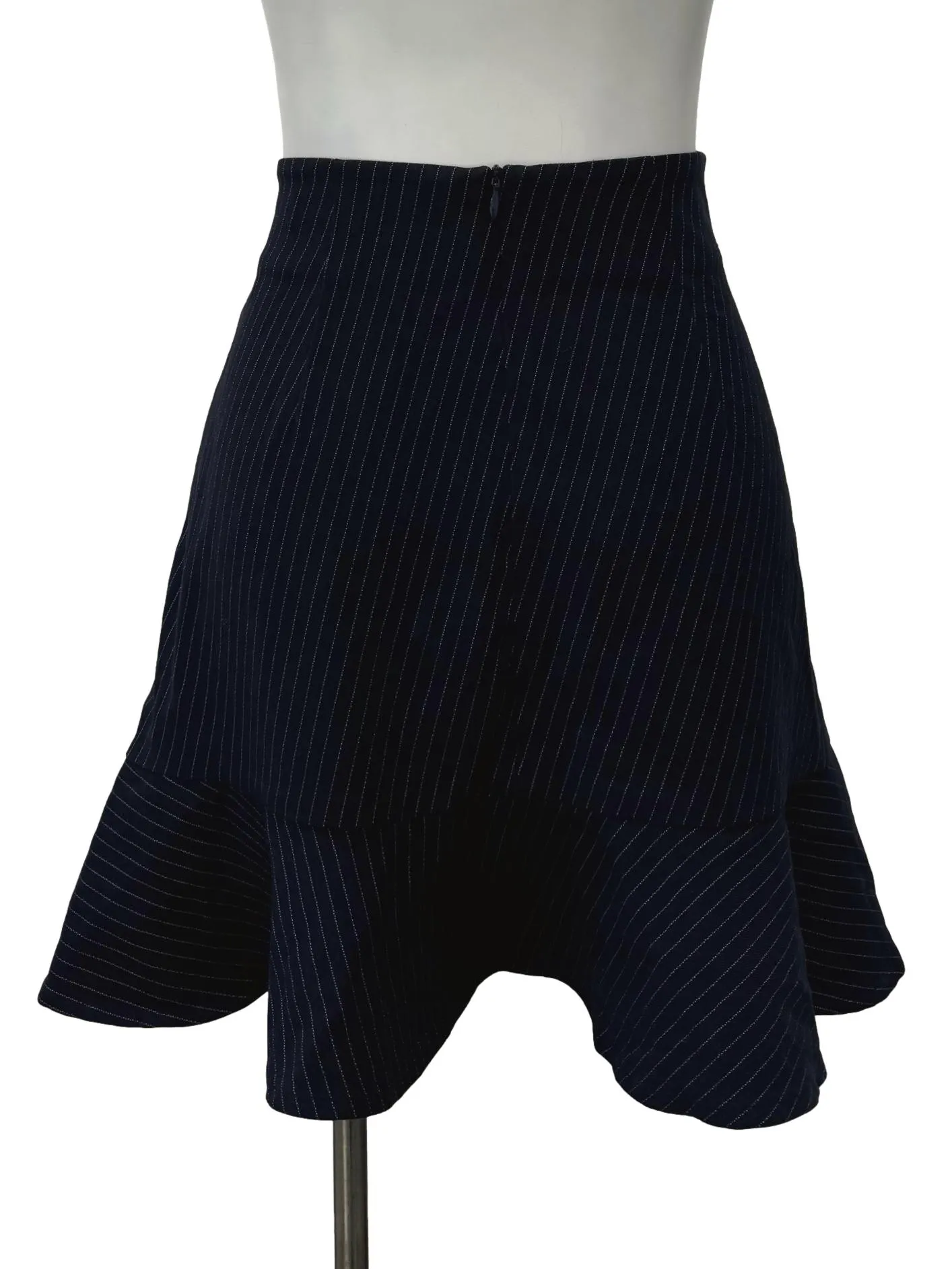 Navy Stripes Ruched Edge Mini Skirt