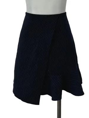 Navy Stripes Ruched Edge Mini Skirt