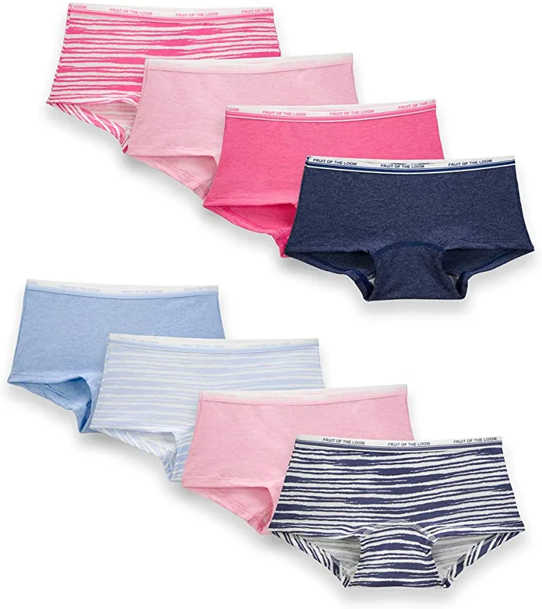New in package! Fruit of the Loom Big Girl's Girls BoyShort, Sz 10, 8 Pack!