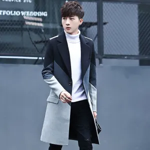 New Men's Patchwork Long Coats & Jackets Stylish Male Casual Jacket Slim Handsome Hot Sales Comfortable Men Trench Size S M -3XL