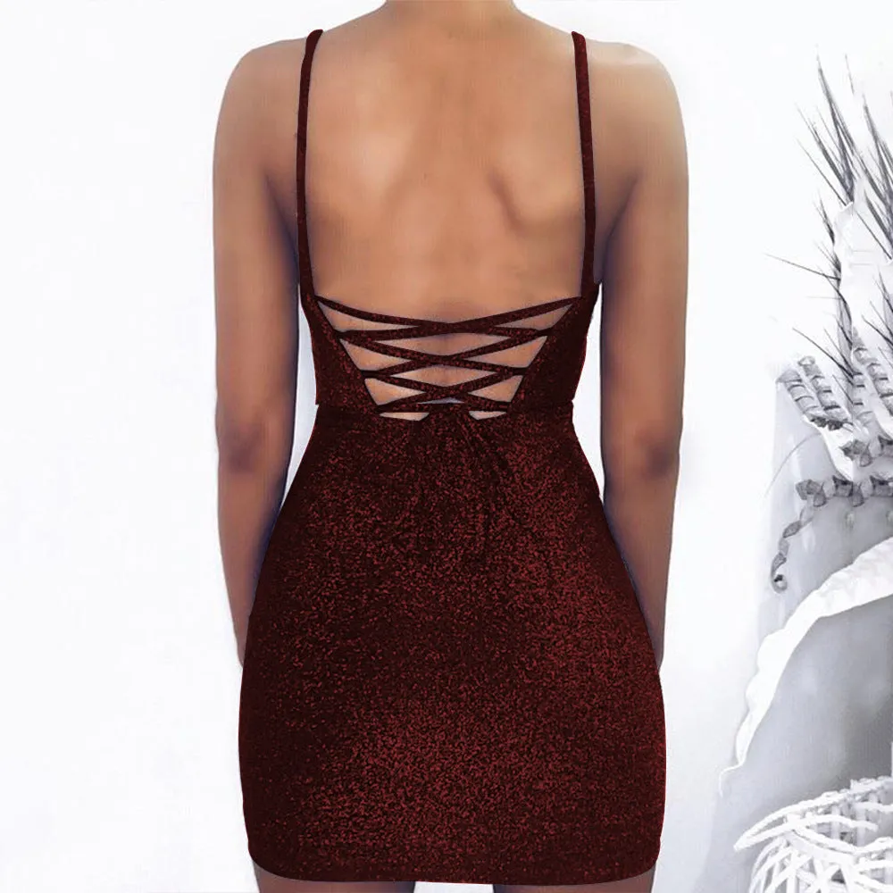 New Sexy Sling Bright Silk Cloth Bag Hip Dress