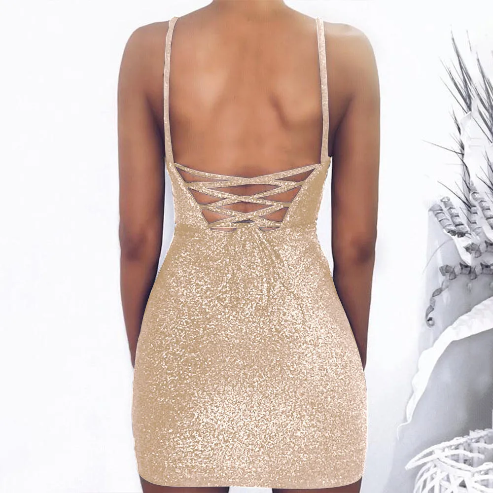 New Sexy Sling Bright Silk Cloth Bag Hip Dress