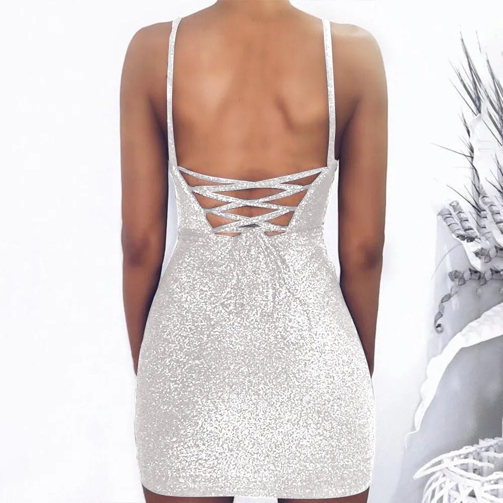 New Sexy Sling Bright Silk Cloth Bag Hip Dress