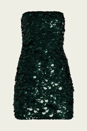 Nolia Sequin Mini Dress in Pine