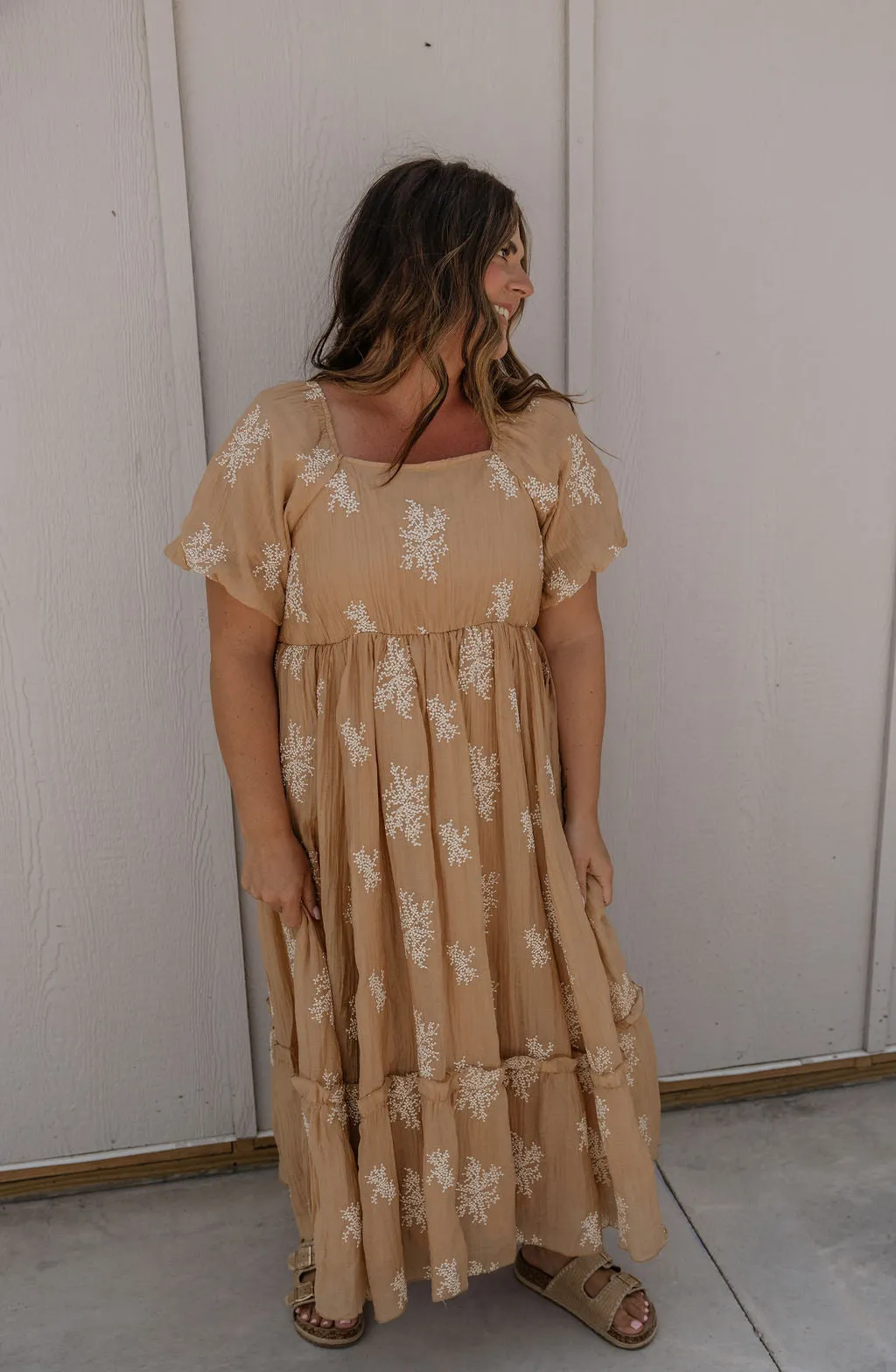 NORMA CURVY/REG CAMEL COLORED DRESS