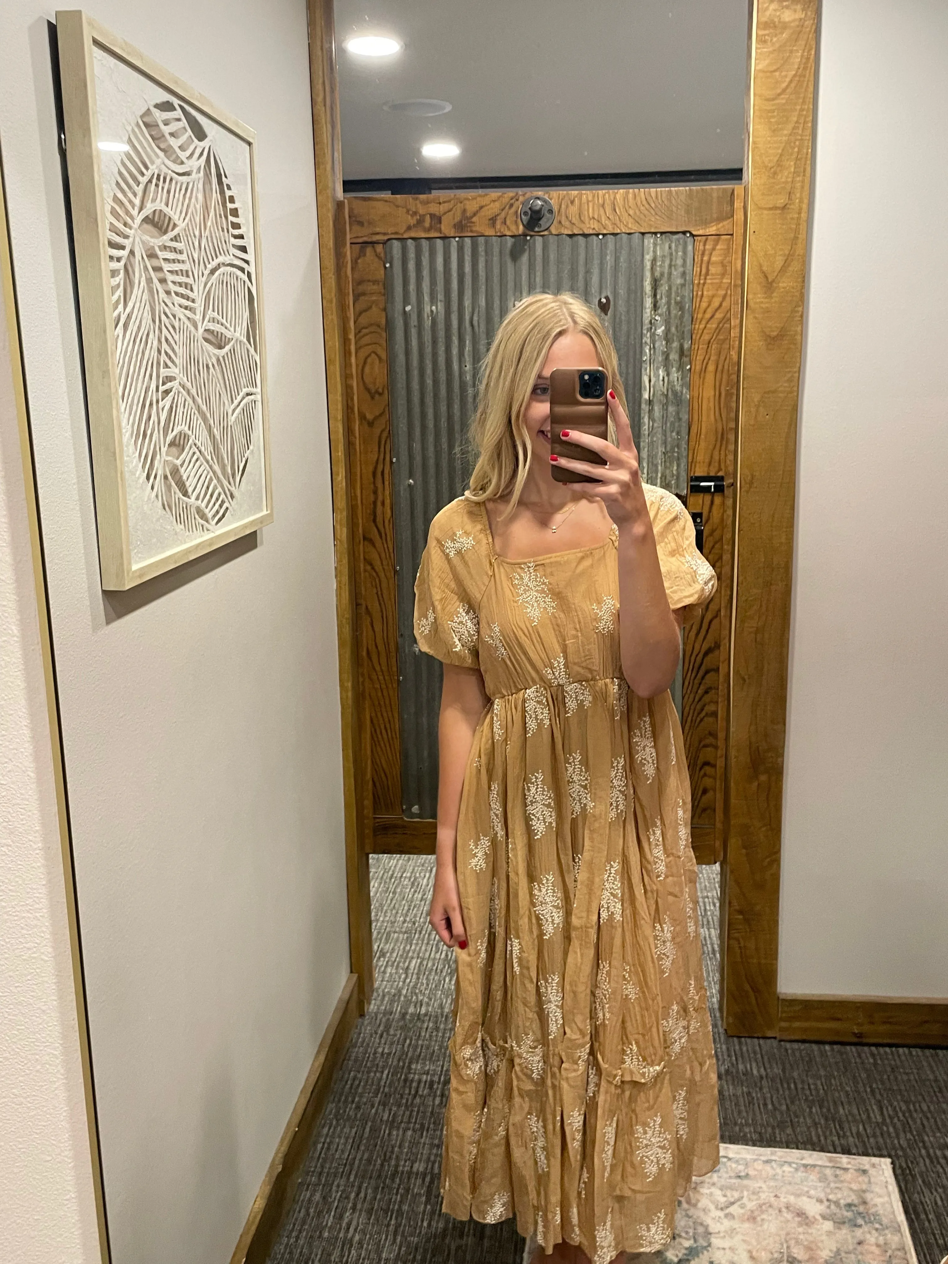 NORMA CURVY/REG CAMEL COLORED DRESS