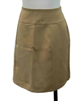 Nude Brown Straight Mini Skirt