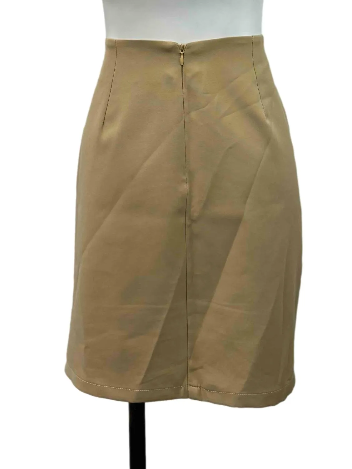 Nude Brown Straight Mini Skirt