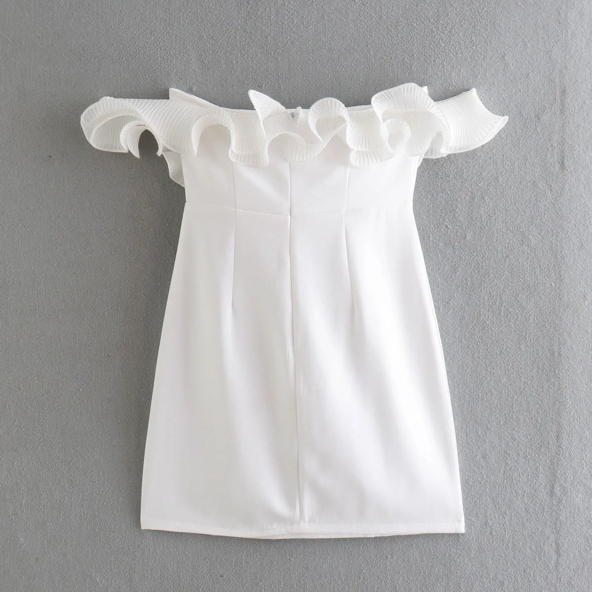 Off Shoulder Pleated Ruffles Bodycon Mini Dresses