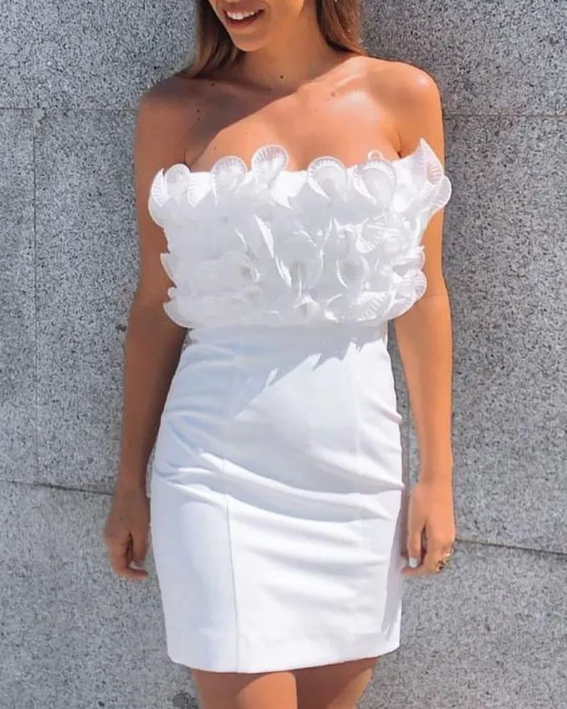 Off Shoulder Pleated Ruffles Bodycon Mini Dresses