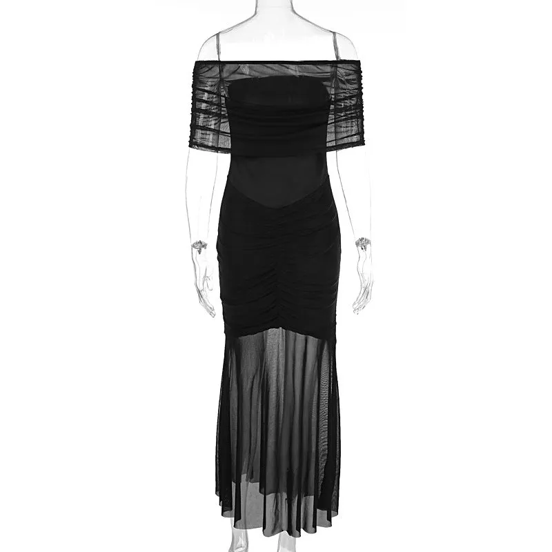 Off the Shoulder Sheer Shawl and Tube Dress