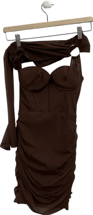 Oh Polly Brown One Shoulder Mini Corset Dress UK 6