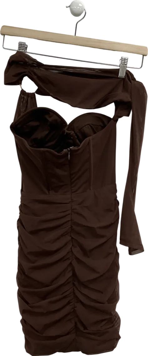 Oh Polly Brown One Shoulder Mini Corset Dress UK 6