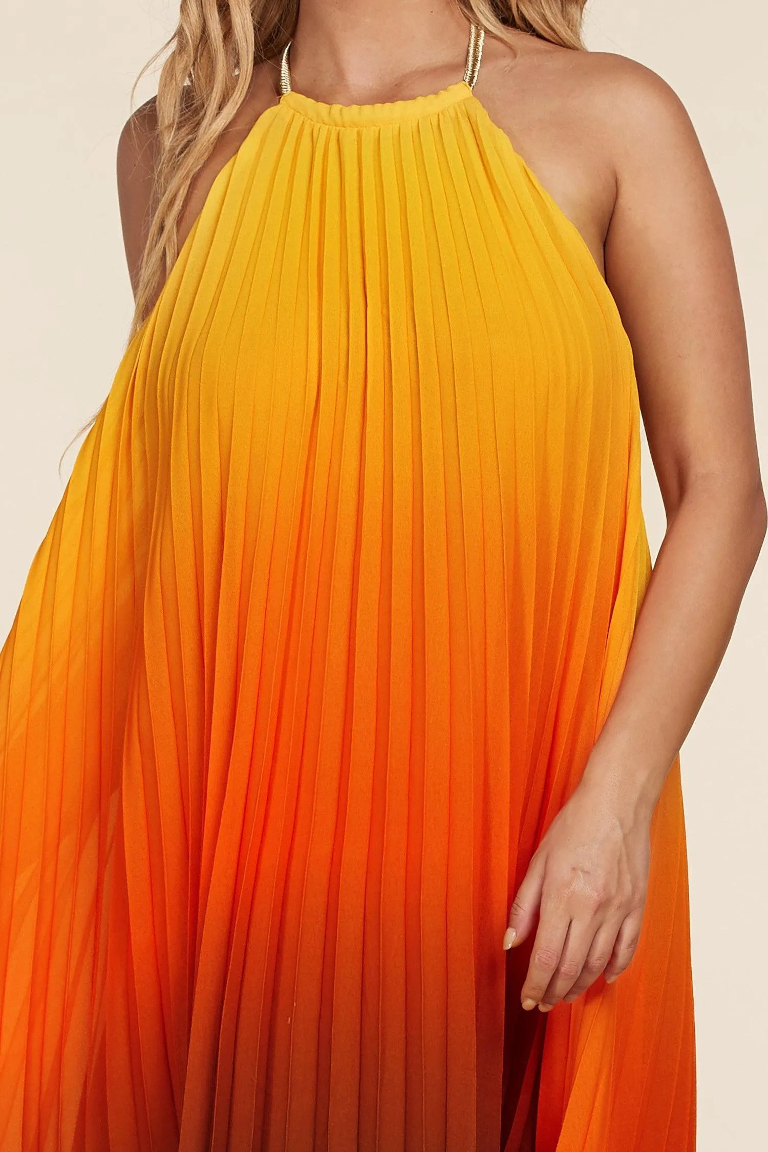 OMBRE PLEATED MAXI DRESS