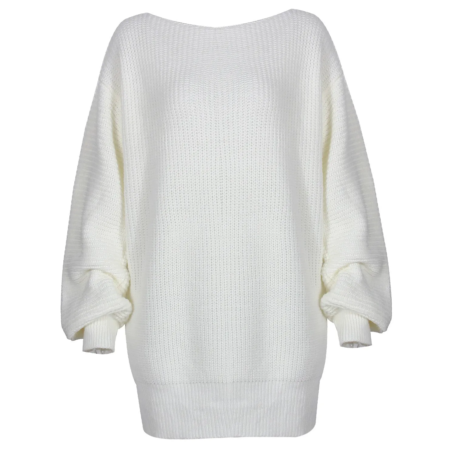 One Shoulder Lantern Sleeve Knit Sweater Mini Dresses