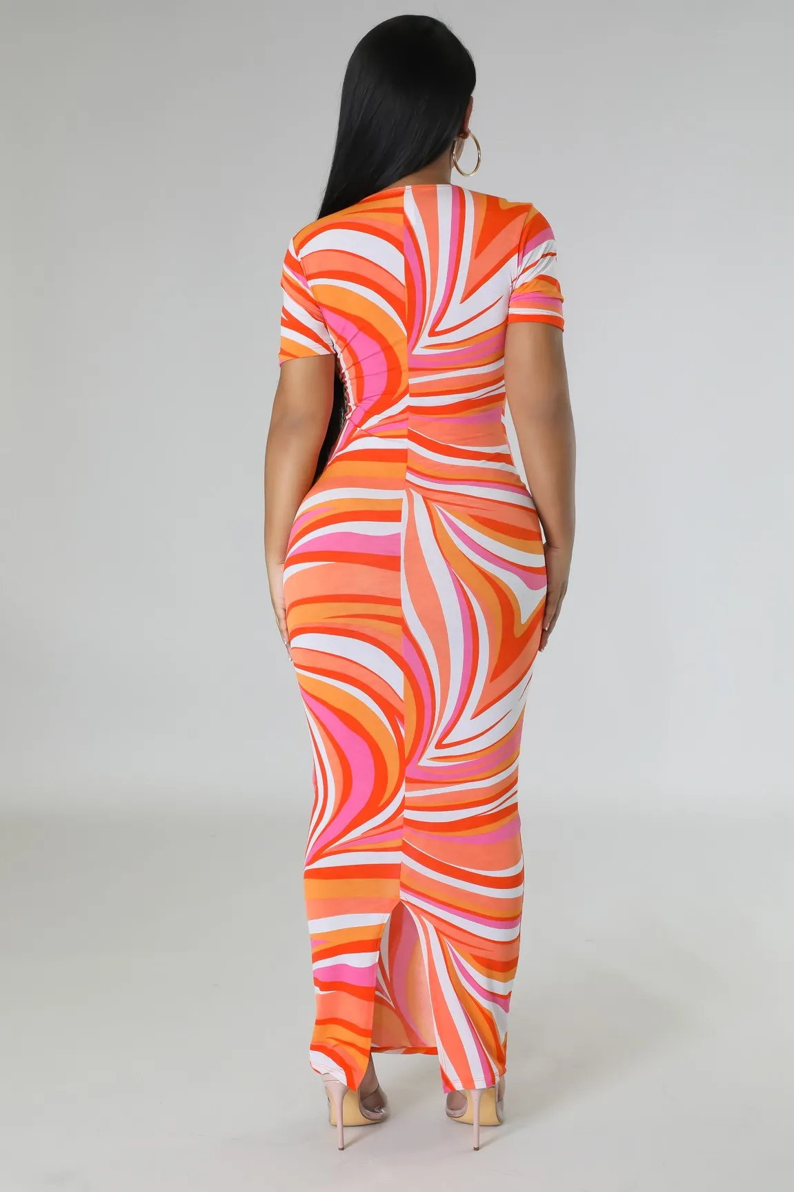 Ora V Print Dress
