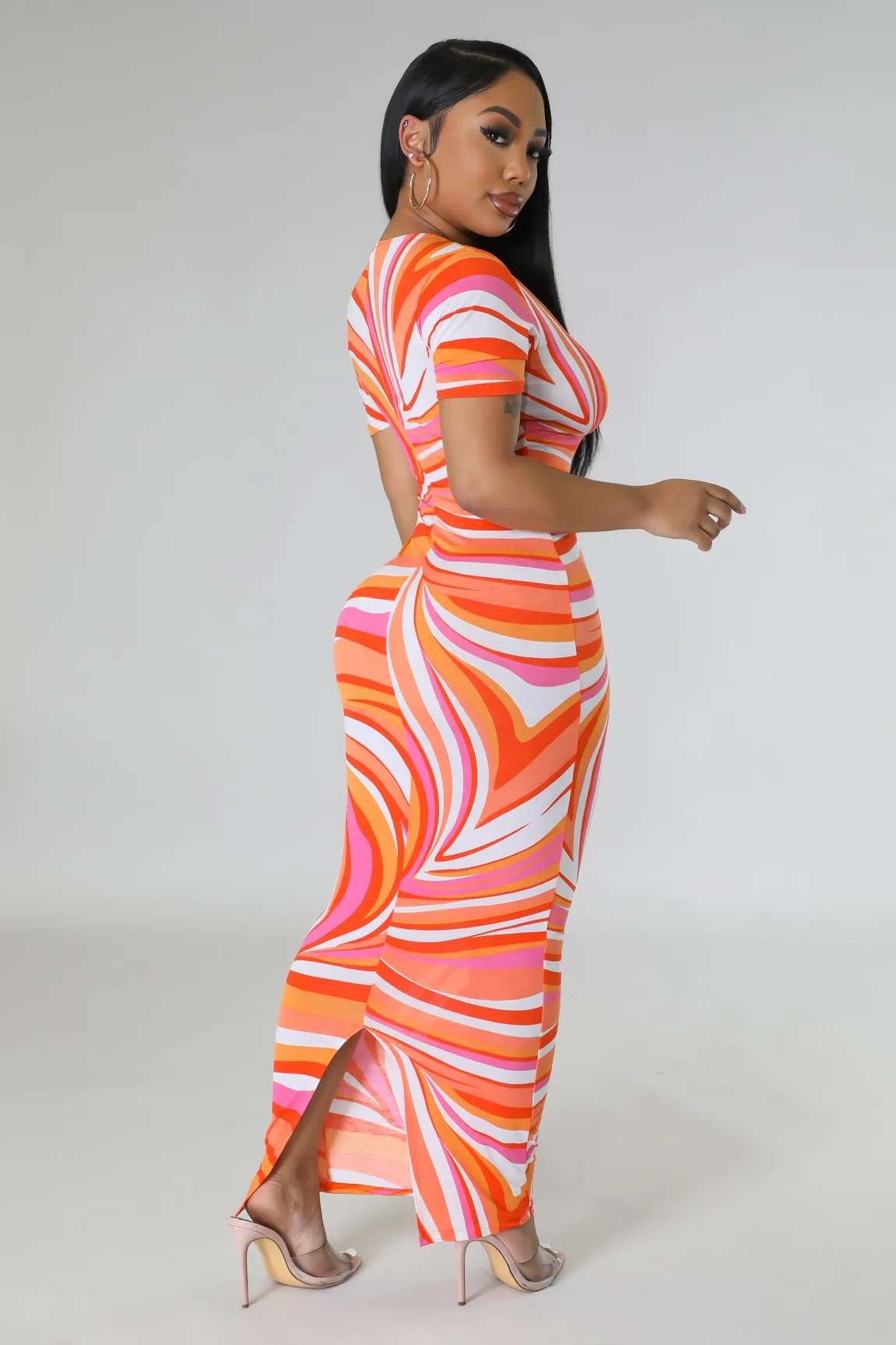 Ora V Print Dress