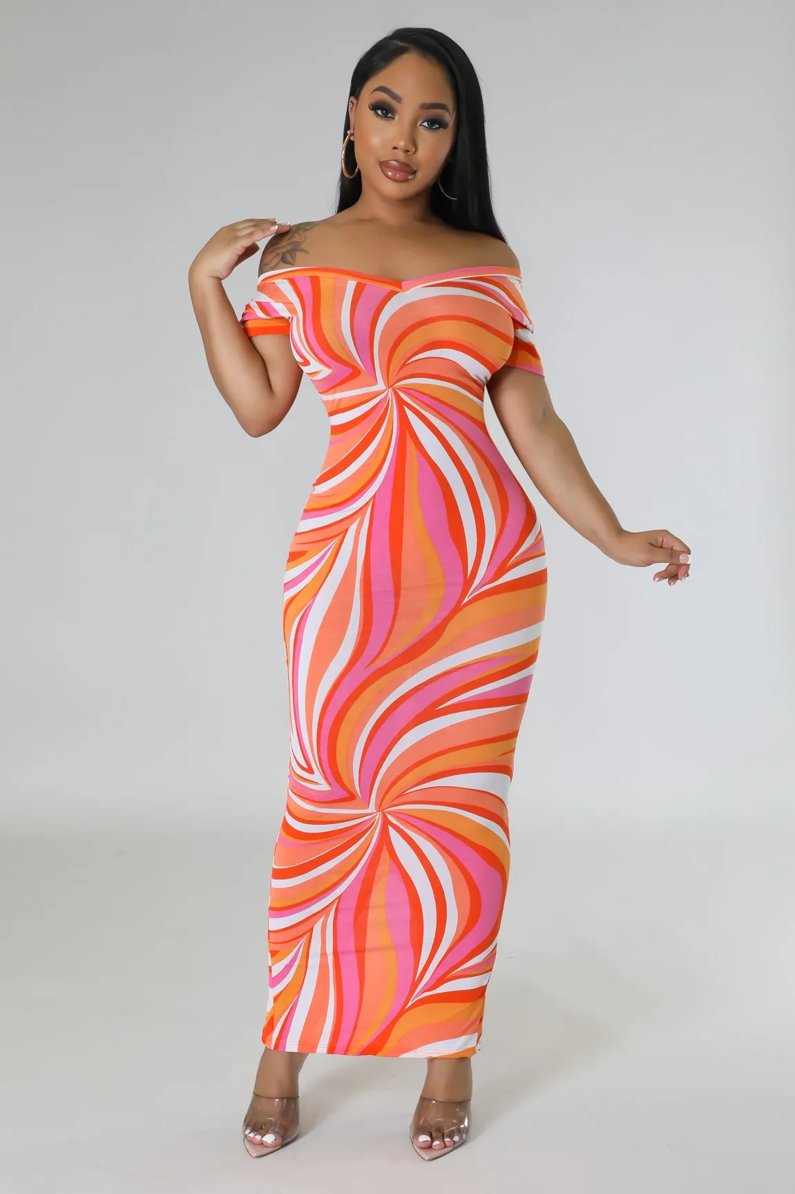 Ora V Print Dress