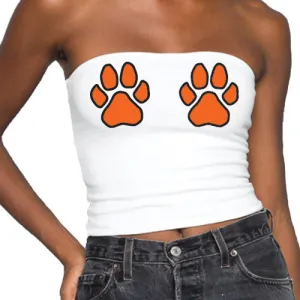 Orange & Black Paws Tube Top
