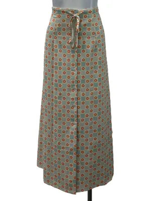 Orange Mini Flower Button Straight Skirt