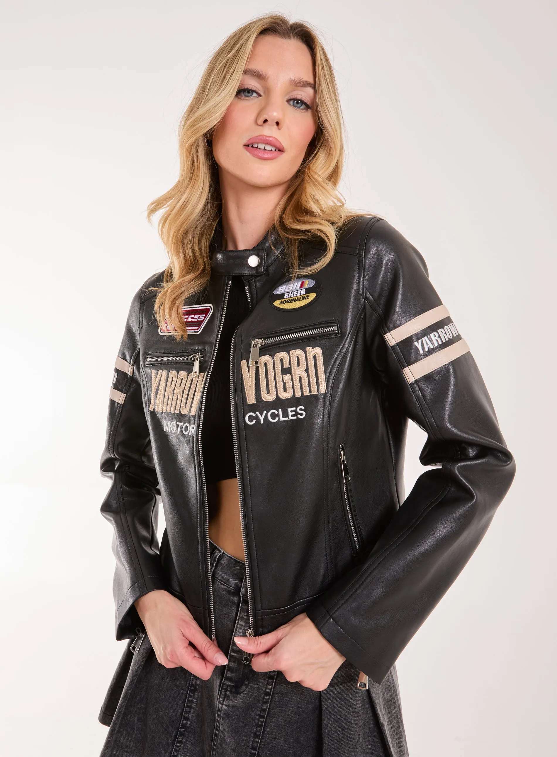 Patch Mix Motocross Biker Jacket