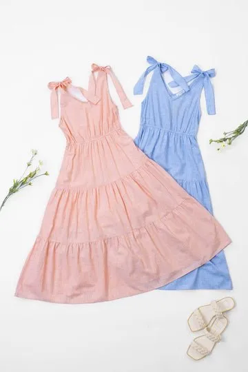 Peachy Keen Striped Midi Dress