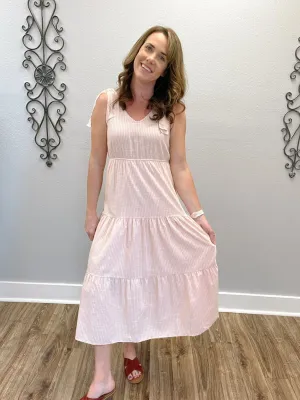 Peachy Keen Striped Midi Dress