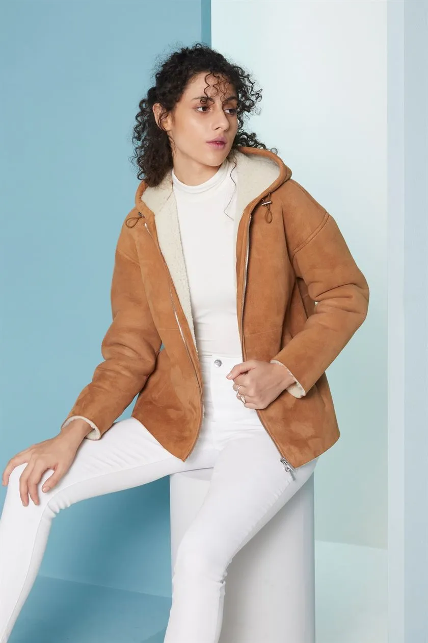 Perona   I   Womens-Outerwearhearling Leather Jackets-Zama Pma-Fv21-63568-Camel  AS8243