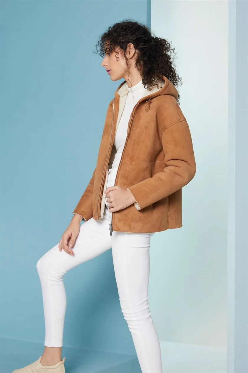 Perona   I   Womens-Outerwearhearling Leather Jackets-Zama Pma-Fv21-63568-Camel  AS8243