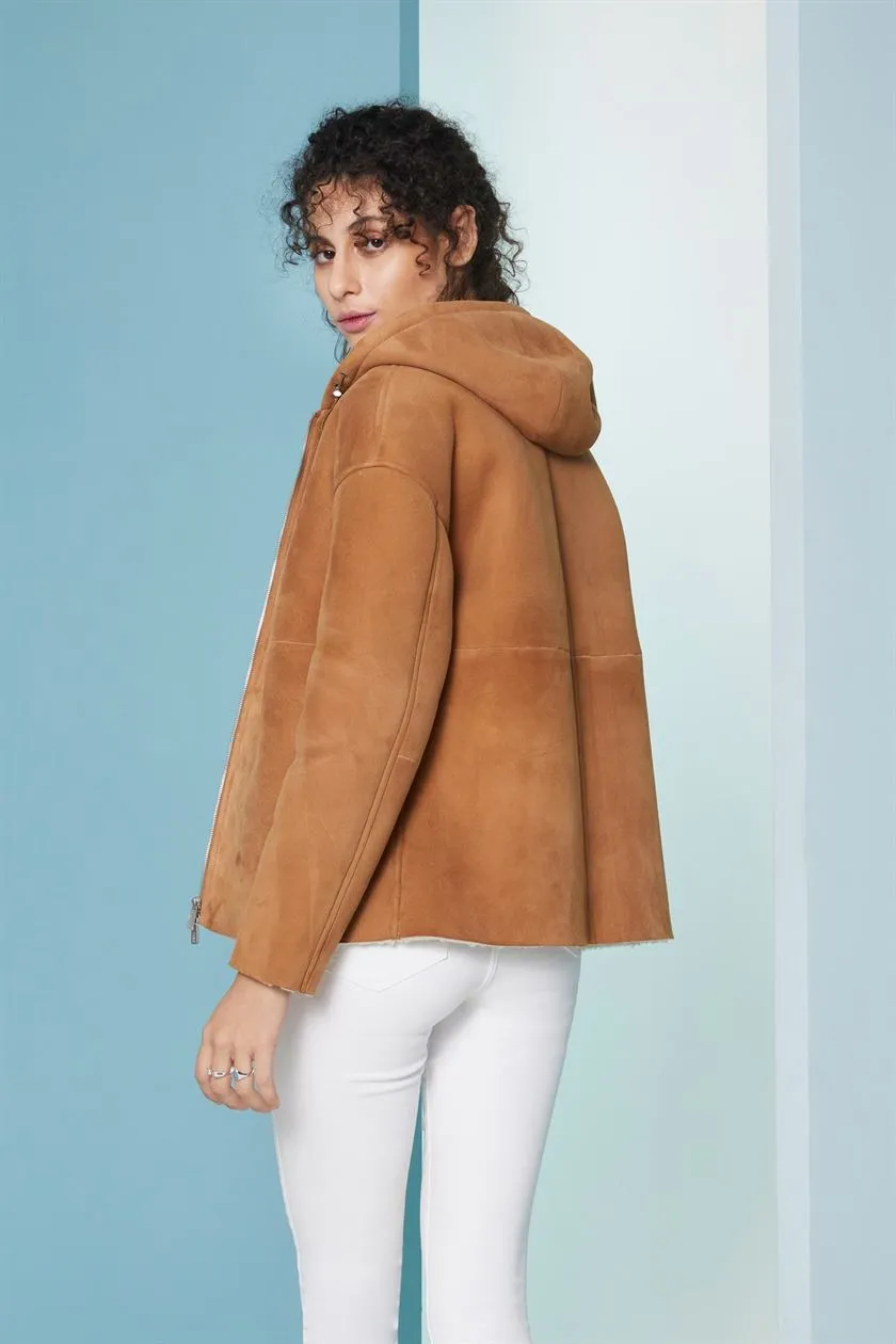 Perona   I   Womens-Outerwearhearling Leather Jackets-Zama Pma-Fv21-63568-Camel  AS8243