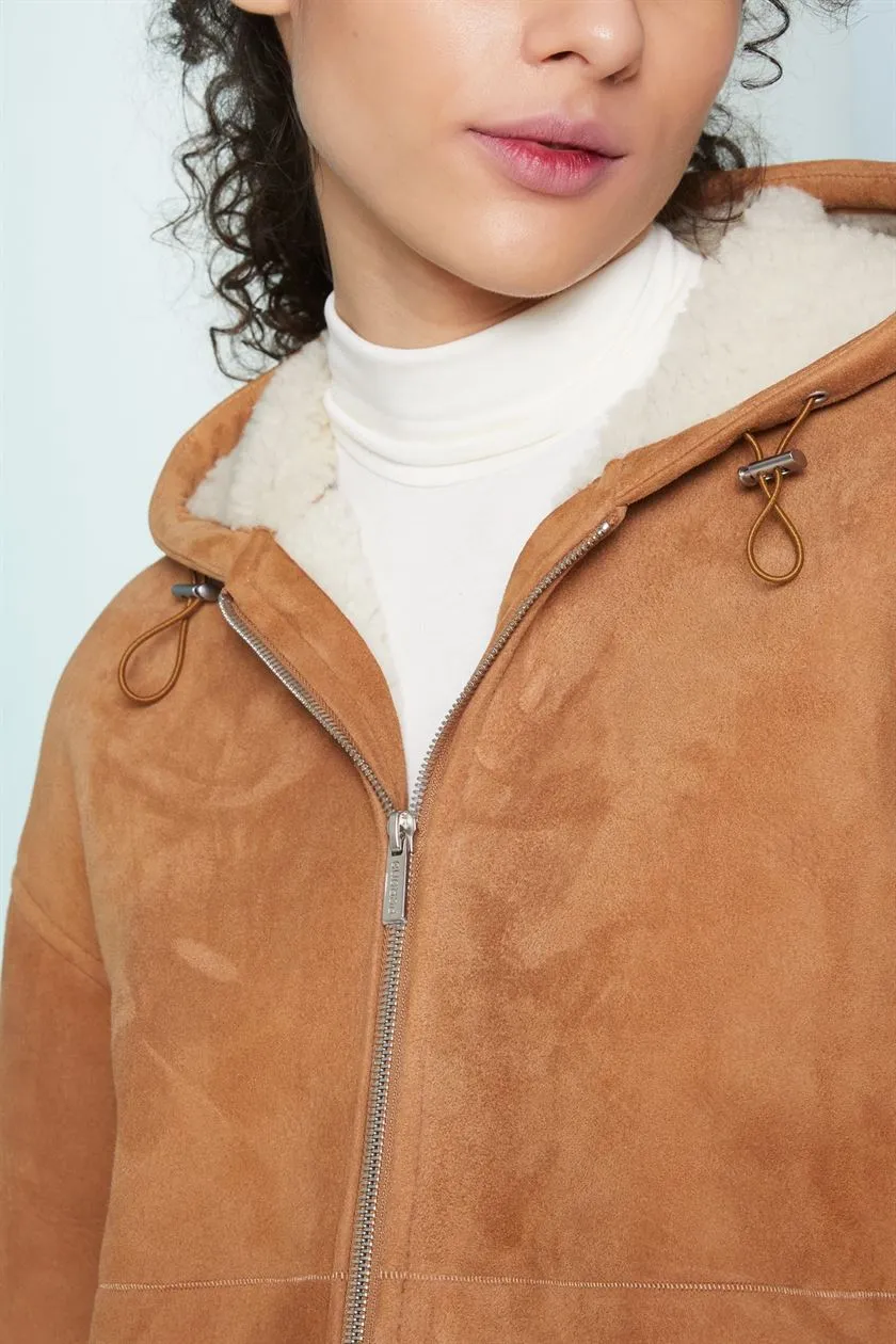 Perona   I   Womens-Outerwearhearling Leather Jackets-Zama Pma-Fv21-63568-Camel  AS8243