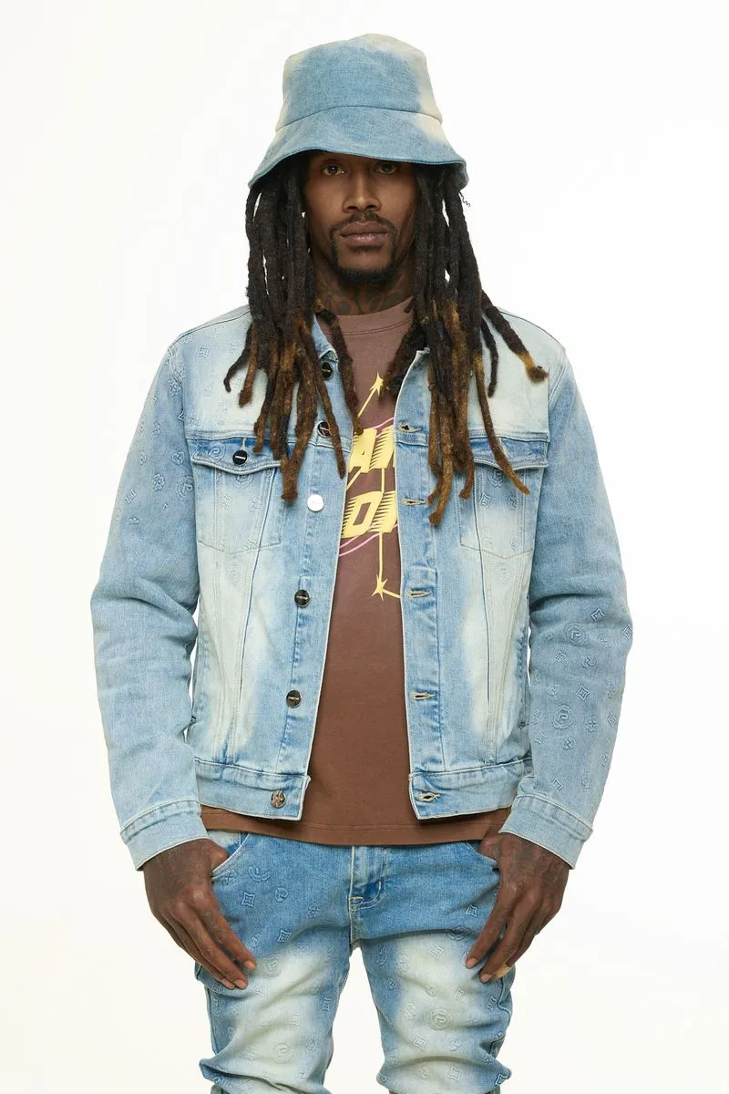 PHEELINGS NEW EMOTIONS EMBOSSED DENIM JACKET (LIGHT BLUE STONE WASH)