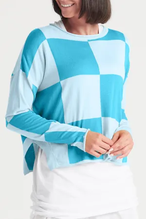Pima Cotton Checkerboard Crewneck Sweater