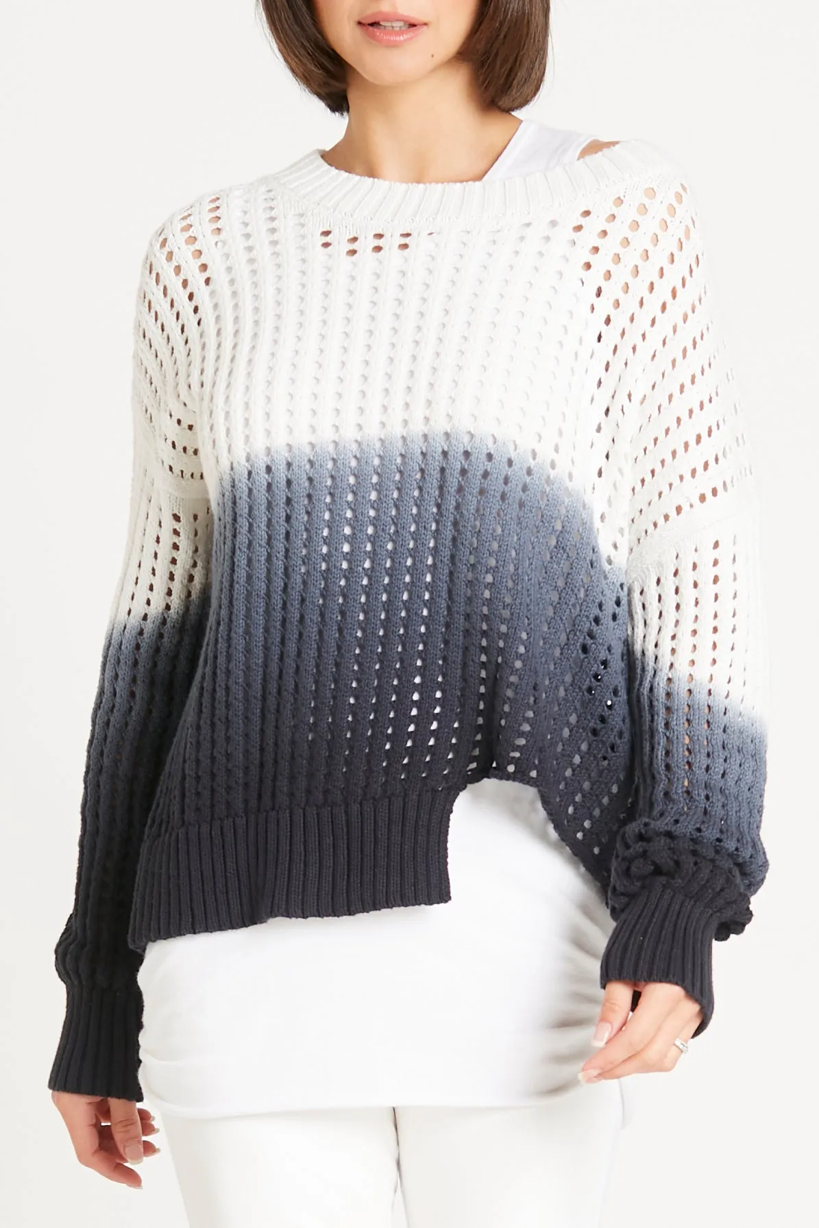 Pima Cotton Dip Dyed Boatneck Sweater