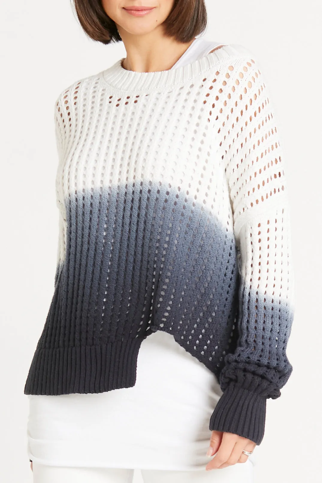 Pima Cotton Dip Dyed Boatneck Sweater