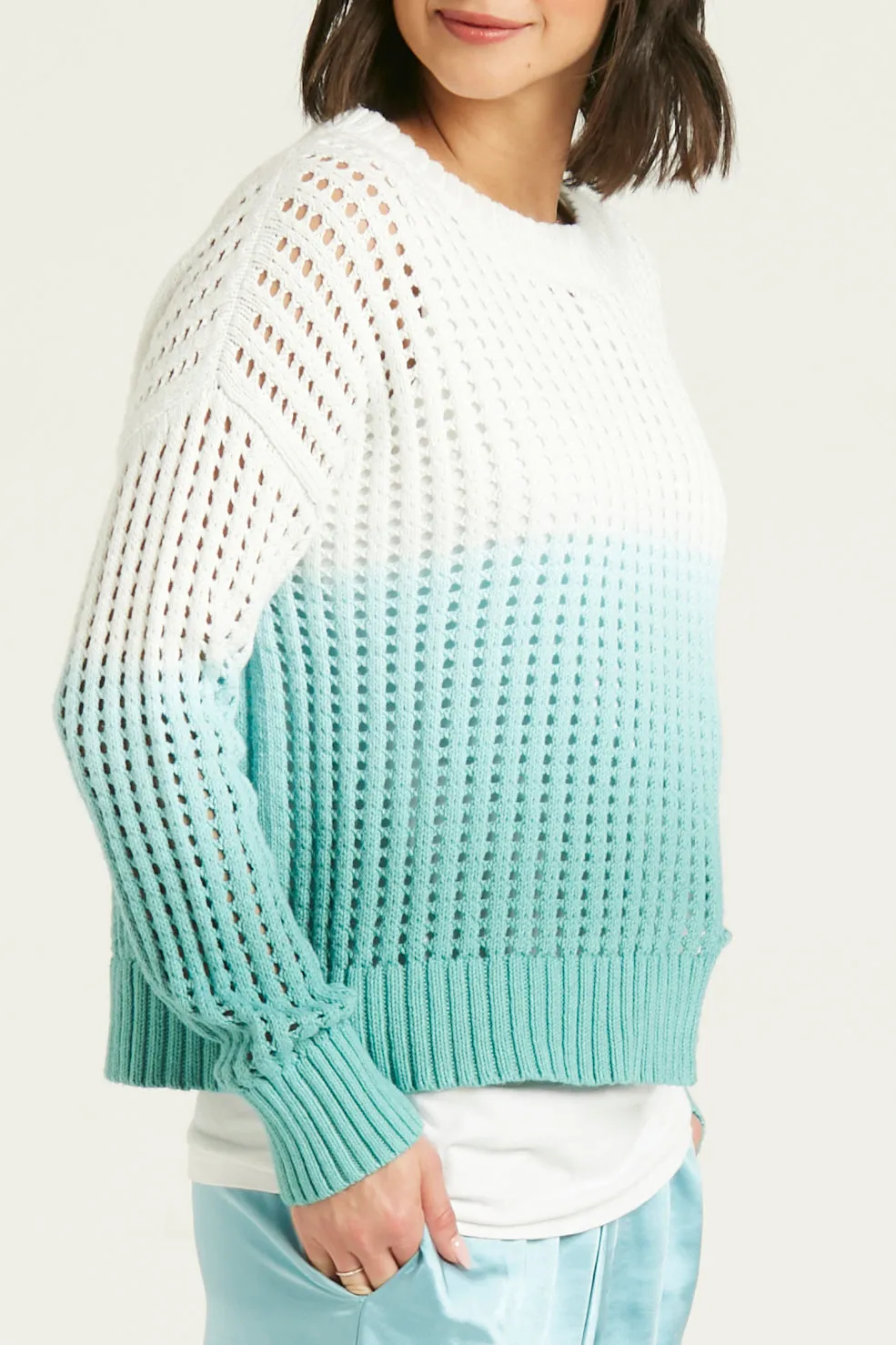 Pima Cotton Dip Dyed Boatneck Sweater