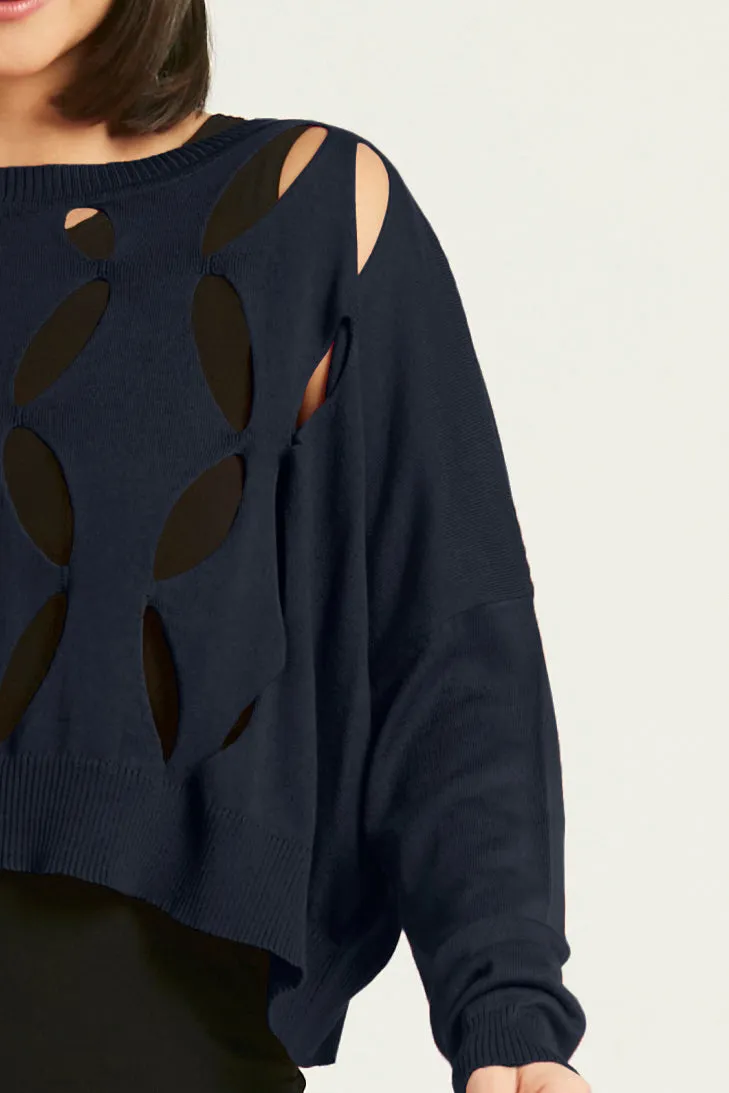 Pima Cotton Flower Power Mini Crewneck Sweater