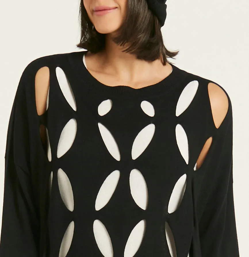 Pima Cotton Flower Power Mini Crewneck Sweater