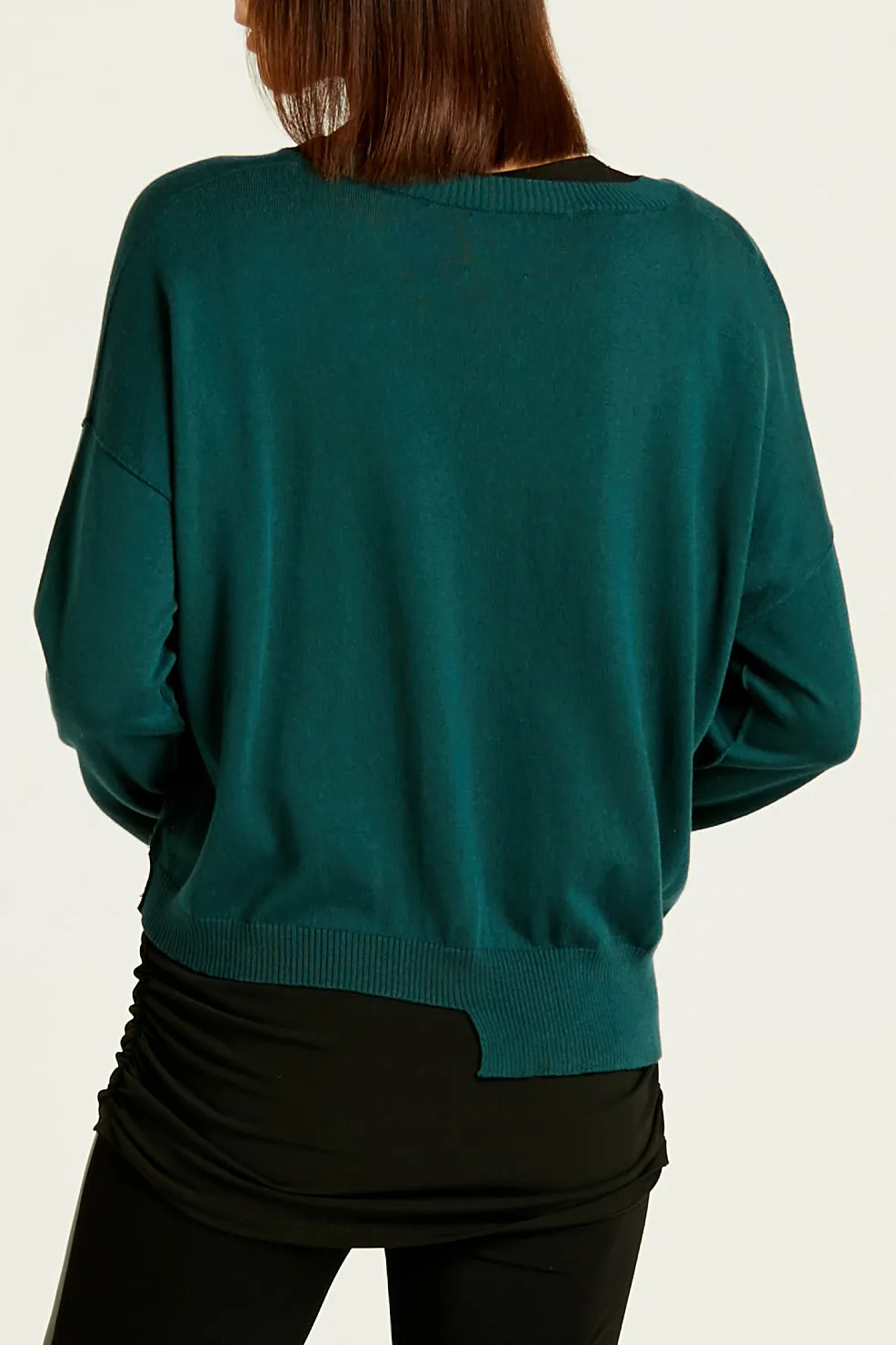 Pima Cotton Ripped Mini V Neck Sweater