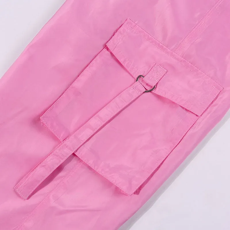 Pink 2 Piece Set Crop Top and Cargo Pants