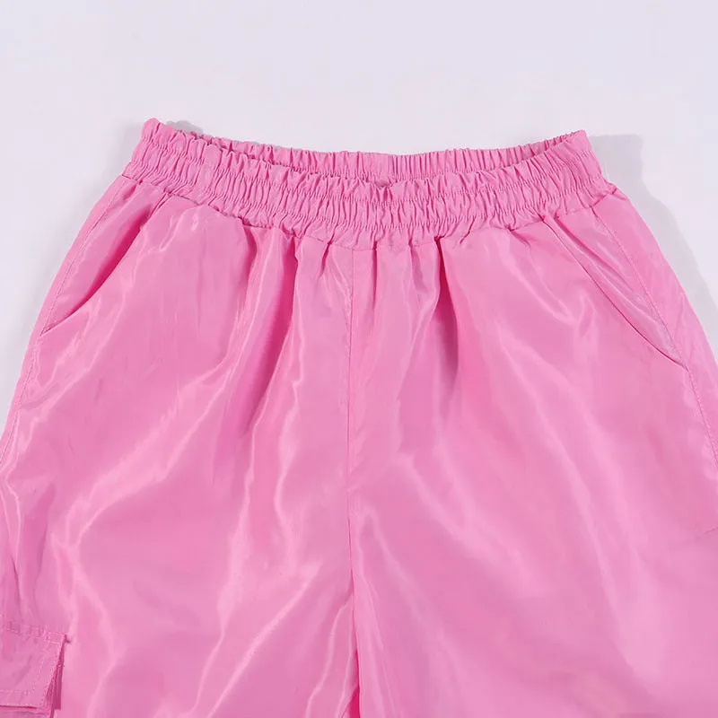 Pink 2 Piece Set Crop Top and Cargo Pants