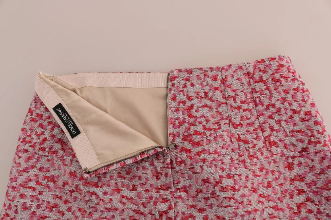 Pink A-Line Crystal Floral Brooch Skirt