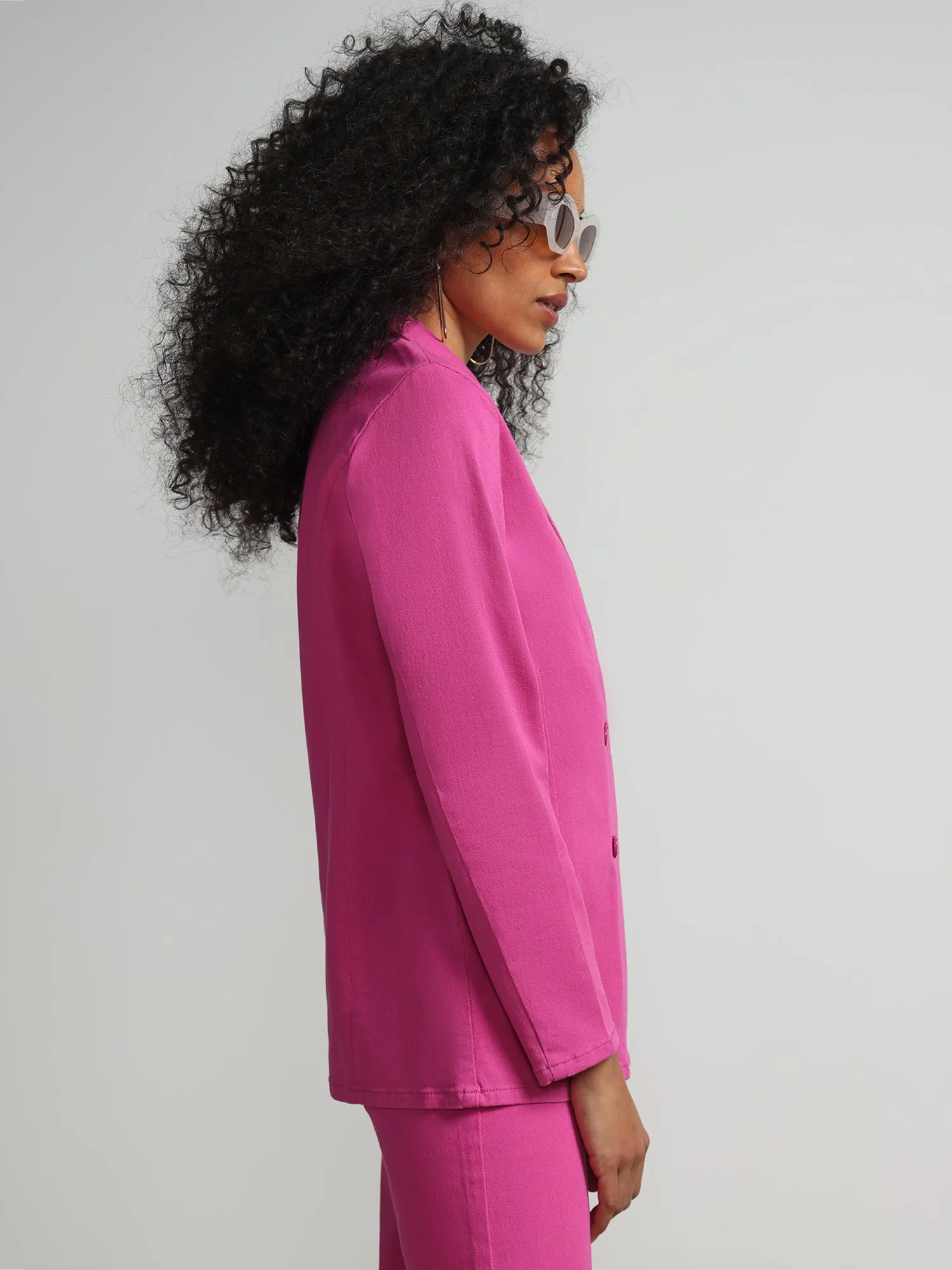 Pink Denim Blazer