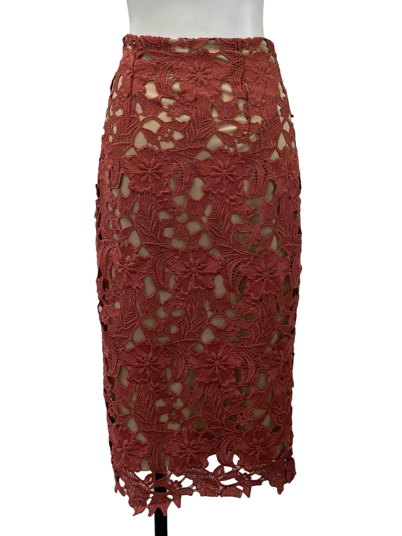 Pink Lace Pencil Skirt