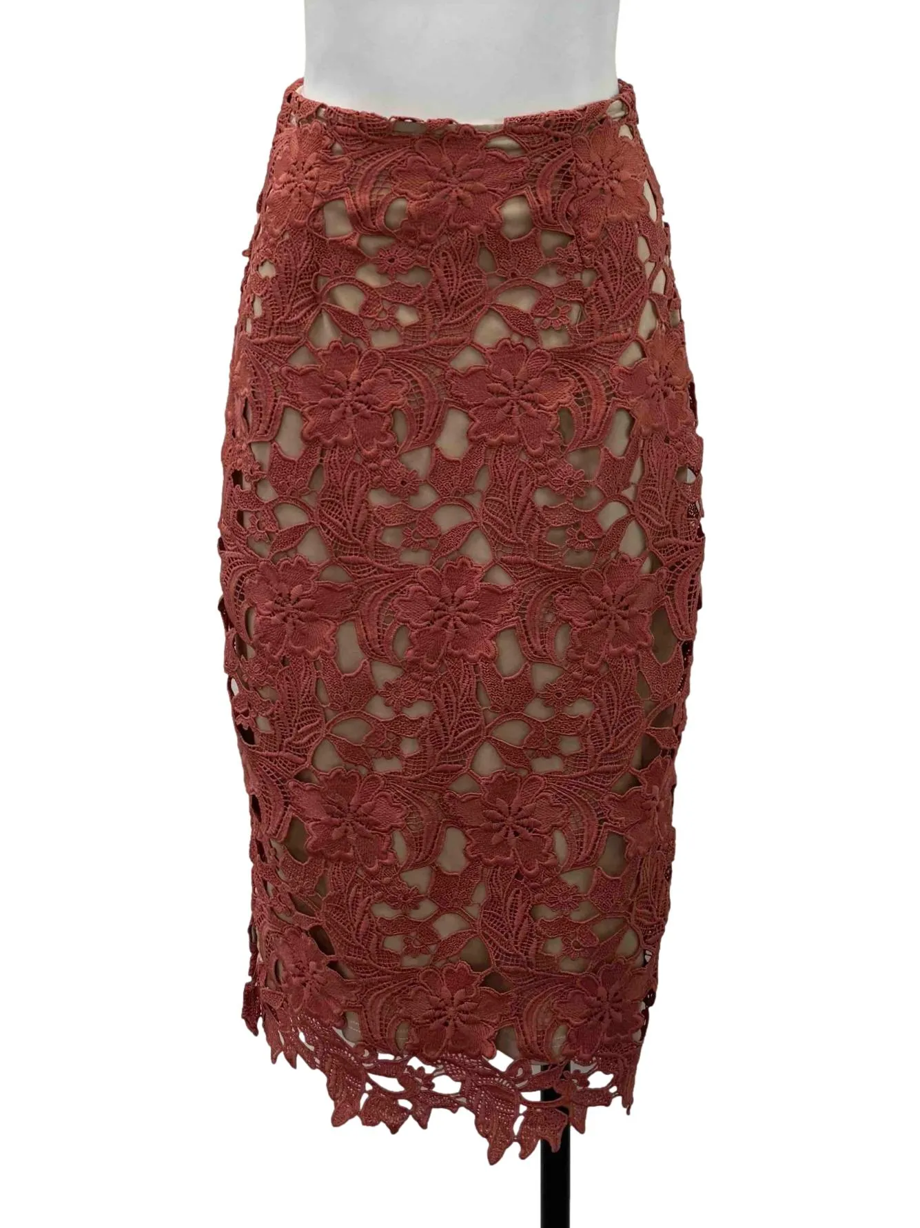 Pink Lace Pencil Skirt