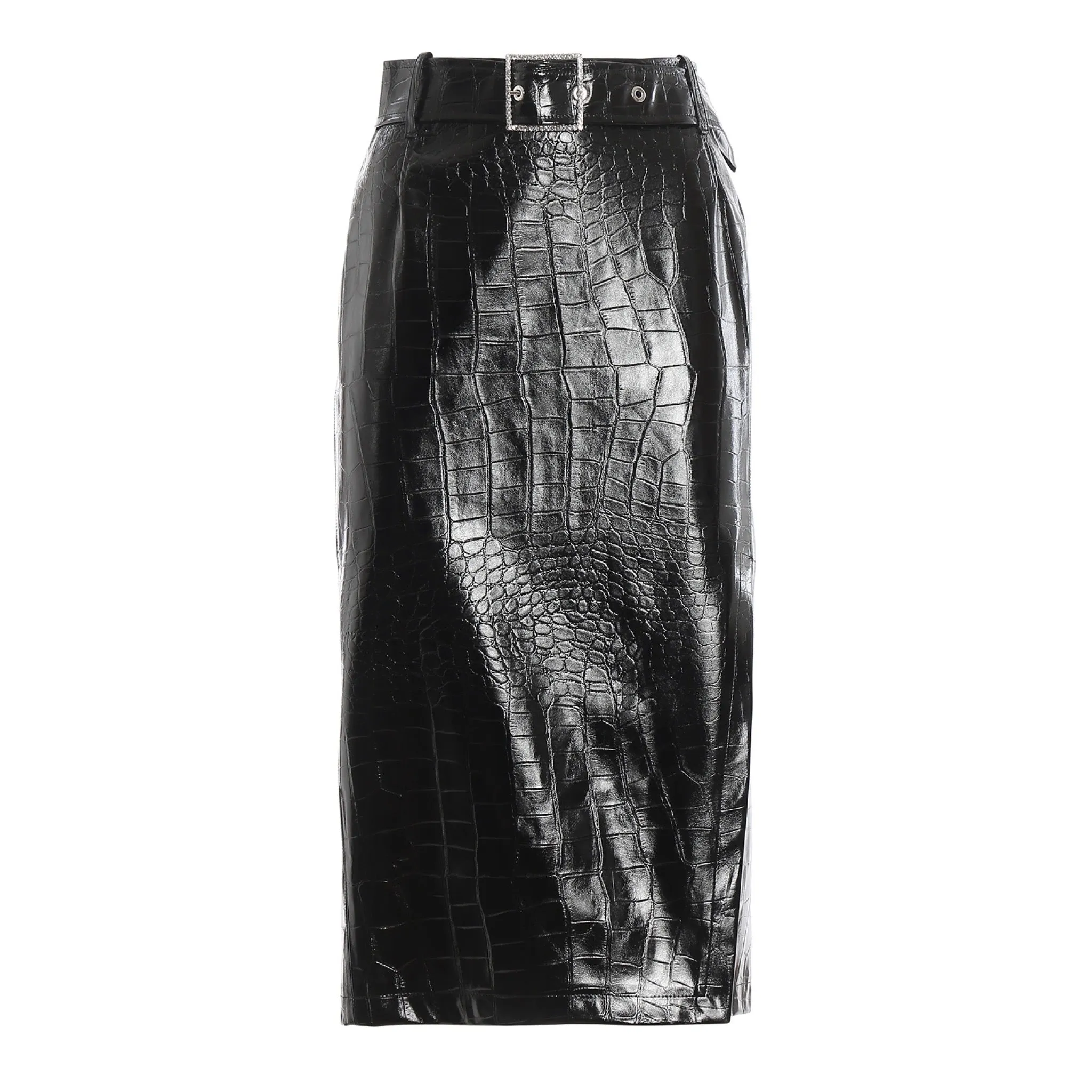 PINKO ORONERO BLACK CROCO PRINT SKIRT