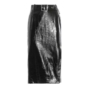 PINKO ORONERO BLACK CROCO PRINT SKIRT