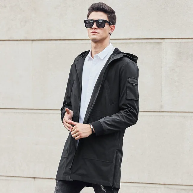 Pioneer Camp 2018 new trench coat men brand clothing Top Quality male long army green trench coat windbreaker jacket  611315