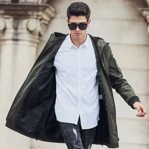 Pioneer Camp 2018 new trench coat men brand clothing Top Quality male long army green trench coat windbreaker jacket  611315